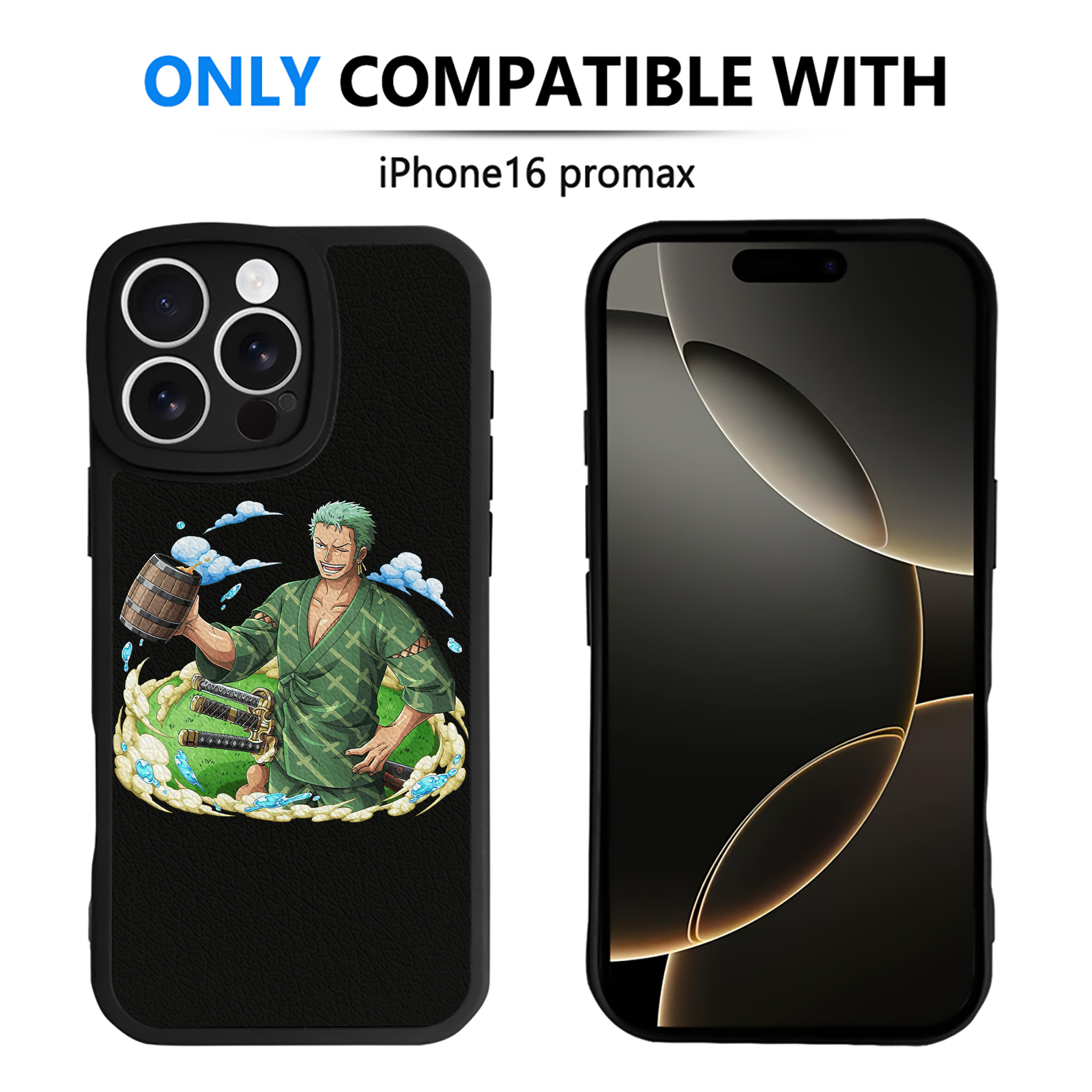 （画像用） ワンピース ロロノア・ゾロ ONE PIECE Roronoa Zoro 【iPhone 16シリーズ対応】シリコンスマホケース（レザー調） 材質：シリコン